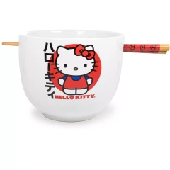 Sanrio - Hello Kitty - Pink Stripe 20oz Ramen Bowl w/ Chopsticks